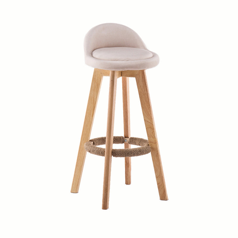 Modern Rotatable Backrest Counter Stool Wood Cafe Bar Stool with Cushion and Pedal Off-White 1 Piece Clearhalo 'Bar Furniture' 'Bar Stools' 'bar_stools' 'furn' 'furn_bar_stools' 'furniture_bar_stools' 'Kitchen & Dining Furniture' 'kitchen&dining_furn' 'kitchen' 'kitchen_furn' Furniture' 4545437
