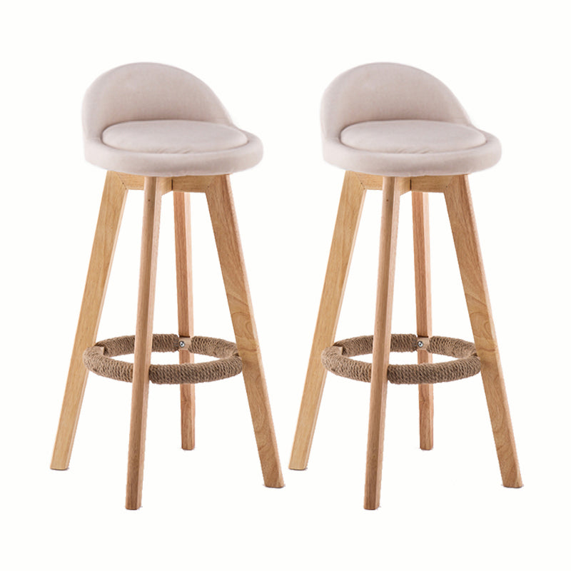 Modern Rotatable Backrest Counter Stool Wood Cafe Bar Stool with Cushion and Pedal Off-White 2 Piece Set Clearhalo 'Bar Furniture' 'Bar Stools' 'bar_stools' 'furn' 'furn_bar_stools' 'furniture_bar_stools' 'Kitchen & Dining Furniture' 'kitchen&dining_furn' 'kitchen' 'kitchen_furn' Furniture' 4545438