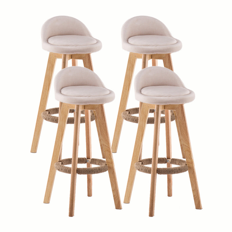 Modern Rotatable Backrest Counter Stool Wood Cafe Bar Stool with Cushion and Pedal Off-White 4 Piece Set Clearhalo 'Bar Furniture' 'Bar Stools' 'bar_stools' 'furn' 'furn_bar_stools' 'furniture_bar_stools' 'Kitchen & Dining Furniture' 'kitchen&dining_furn' 'kitchen' 'kitchen_furn' Furniture' 4545439