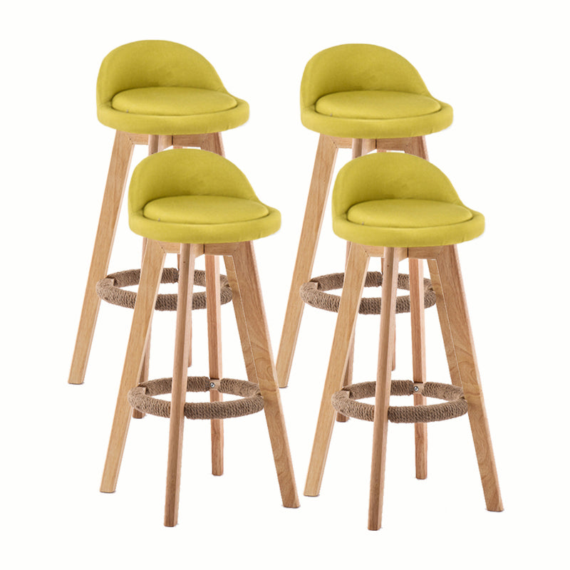 Modern Rotatable Backrest Counter Stool Wood Cafe Bar Stool with Cushion and Pedal Light Green 4 Piece Set Clearhalo 'Bar Furniture' 'Bar Stools' 'bar_stools' 'furn' 'furn_bar_stools' 'furniture_bar_stools' 'Kitchen & Dining Furniture' 'kitchen&dining_furn' 'kitchen' 'kitchen_furn' Furniture' 4545442