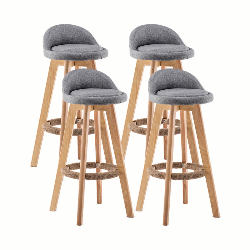 Modern Rotatable Backrest Counter Stool Wood Cafe Bar Stool with Cushion and Pedal Grey 4 Piece Set Clearhalo 'Bar Furniture' 'Bar Stools' 'bar_stools' 'furn' 'furn_bar_stools' 'furniture_bar_stools' 'Kitchen & Dining Furniture' 'kitchen&dining_furn' 'kitchen' 'kitchen_furn' Furniture' 4545445