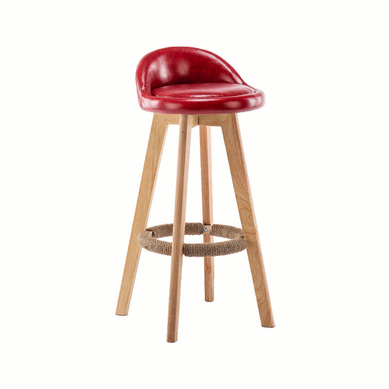 Modern Rotatable Backrest Counter Stool Wood Cafe Bar Stool with Cushion and Pedal Red 1 Piece Clearhalo 'Bar Furniture' 'Bar Stools' 'bar_stools' 'furn' 'furn_bar_stools' 'furniture_bar_stools' 'Kitchen & Dining Furniture' 'kitchen&dining_furn' 'kitchen' 'kitchen_furn' Furniture' 4545446