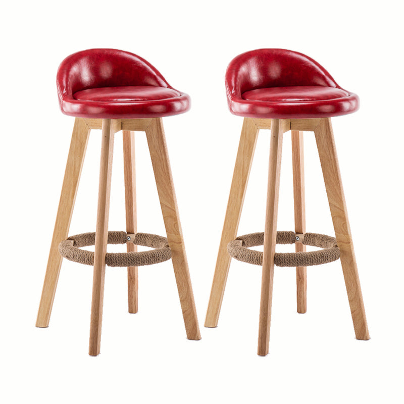 Modern Rotatable Backrest Counter Stool Wood Cafe Bar Stool with Cushion and Pedal Red 2 Piece Set Clearhalo 'Bar Furniture' 'Bar Stools' 'bar_stools' 'furn' 'furn_bar_stools' 'furniture_bar_stools' 'Kitchen & Dining Furniture' 'kitchen&dining_furn' 'kitchen' 'kitchen_furn' Furniture' 4545447