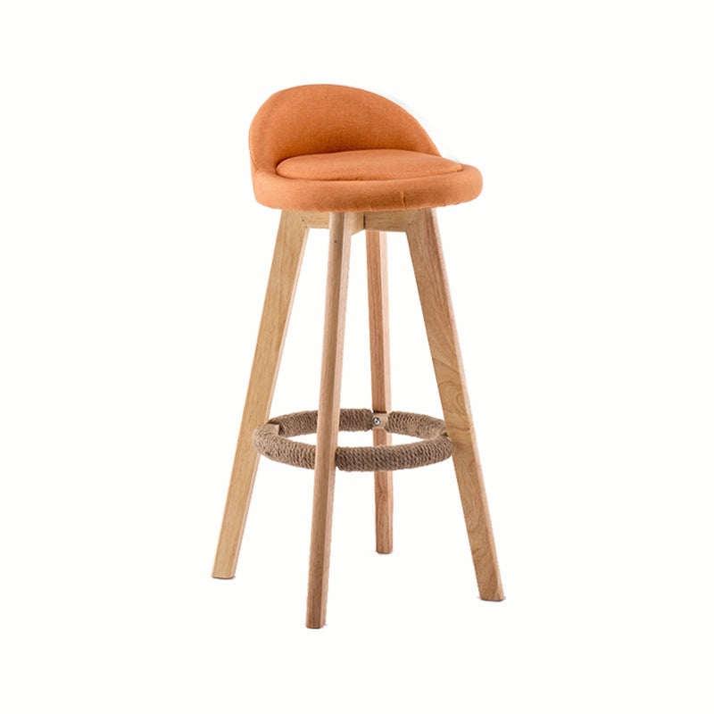 Modern Rotatable Backrest Counter Stool Wood Cafe Bar Stool with Cushion and Pedal Orange 1 Piece Clearhalo 'Bar Furniture' 'Bar Stools' 'bar_stools' 'furn' 'furn_bar_stools' 'furniture_bar_stools' 'Kitchen & Dining Furniture' 'kitchen&dining_furn' 'kitchen' 'kitchen_furn' Furniture' 4545449