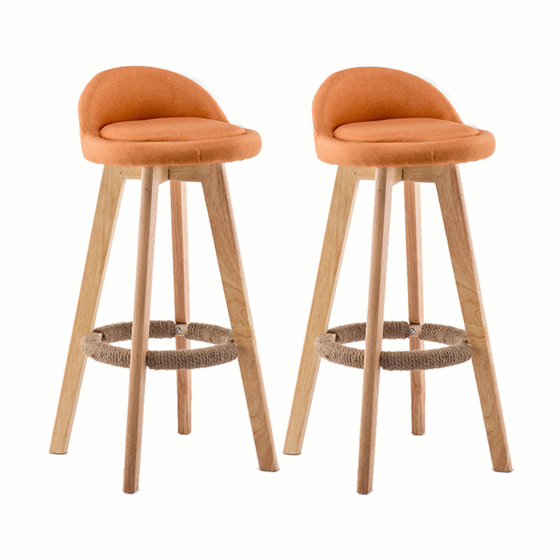 Modern Rotatable Backrest Counter Stool Wood Cafe Bar Stool with Cushion and Pedal Orange 2 Piece Set Clearhalo 'Bar Furniture' 'Bar Stools' 'bar_stools' 'furn' 'furn_bar_stools' 'furniture_bar_stools' 'Kitchen & Dining Furniture' 'kitchen&dining_furn' 'kitchen' 'kitchen_furn' Furniture' 4545450