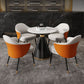 Contemporary 1/4/5 Pieces Dining Set Round Dining Room Table Set with Leather Chairs 5 Pieces: Table, 4 Orange Chairs Clearhalo 'Dining Room Sets' 'Dining Tables & Seating' 'dining_room_set' 'furn' 'furn_dining_room_set' 'Furniture' 'furniture_dining_room_set' 'Kitchen & Dining Furniture' 'kitchen&dining_furn' 'kitchen' 4545454