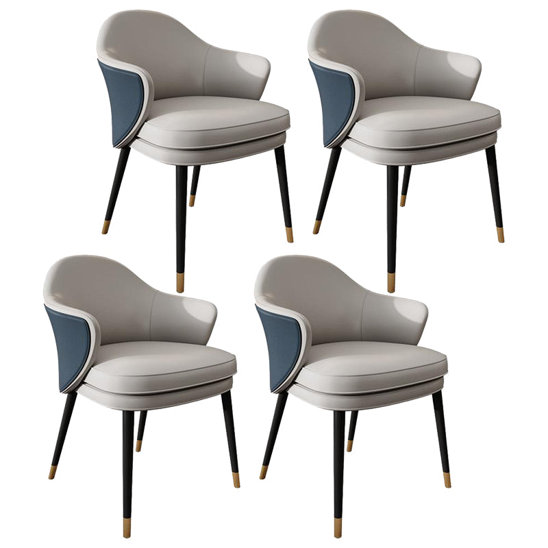 Contemporary 1/4/5 Pieces Dining Set Round Dining Room Table Set with Leather Chairs 4 Blue Chairs Clearhalo 'Dining Room Sets' 'Dining Tables & Seating' 'dining_room_set' 'furn' 'furn_dining_room_set' 'Furniture' 'furniture_dining_room_set' 'Kitchen & Dining Furniture' 'kitchen&dining_furn' 'kitchen' 4545458