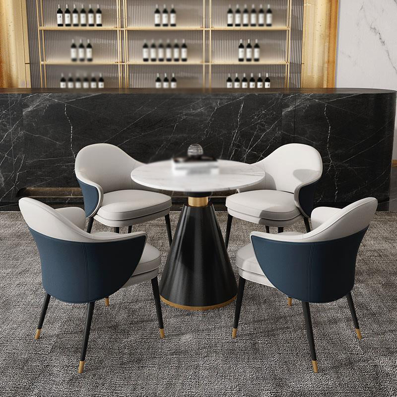 Contemporary 1/4/5 Pieces Dining Set Round Dining Room Table Set with Leather Chairs Clearhalo 'Dining Room Sets' 'Dining Tables & Seating' 'dining_room_set' 'furn' 'furn_dining_room_set' 'Furniture' 'furniture_dining_room_set' 'Kitchen & Dining Furniture' 'kitchen&dining_furn' 'kitchen' 4545459