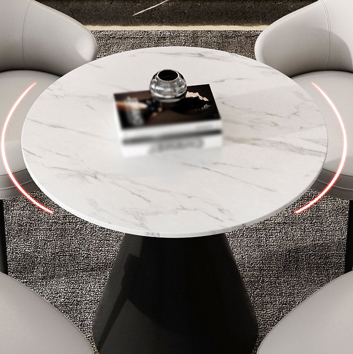 Contemporary 1/4/5 Pieces Dining Set Round Dining Room Table Set with Leather Chairs Clearhalo 'Dining Room Sets' 'Dining Tables & Seating' 'dining_room_set' 'furn' 'furn_dining_room_set' 'Furniture' 'furniture_dining_room_set' 'Kitchen & Dining Furniture' 'kitchen&dining_furn' 'kitchen' 4545462