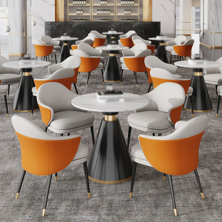 Contemporary 1/4/5 Pieces Dining Set Round Dining Room Table Set with Leather Chairs Clearhalo 'Dining Room Sets' 'Dining Tables & Seating' 'dining_room_set' 'furn' 'furn_dining_room_set' 'Furniture' 'furniture_dining_room_set' 'Kitchen & Dining Furniture' 'kitchen&dining_furn' 'kitchen' 4545466