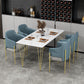 Glam 1/2/5/7 Pieces Dining Table Set Sintered Stone Table and Chair Set 5 Pieces: Table, 4 Blue Chairs Clearhalo 'Dining Room Sets' 'Dining Tables & Seating' 'dining_room_set' 'furn' 'furn_dining_room_set' 'Furniture' 'furniture_dining_room_set' 'Kitchen & Dining Furniture' 'kitchen&dining_furn' 'kitchen' 4545473