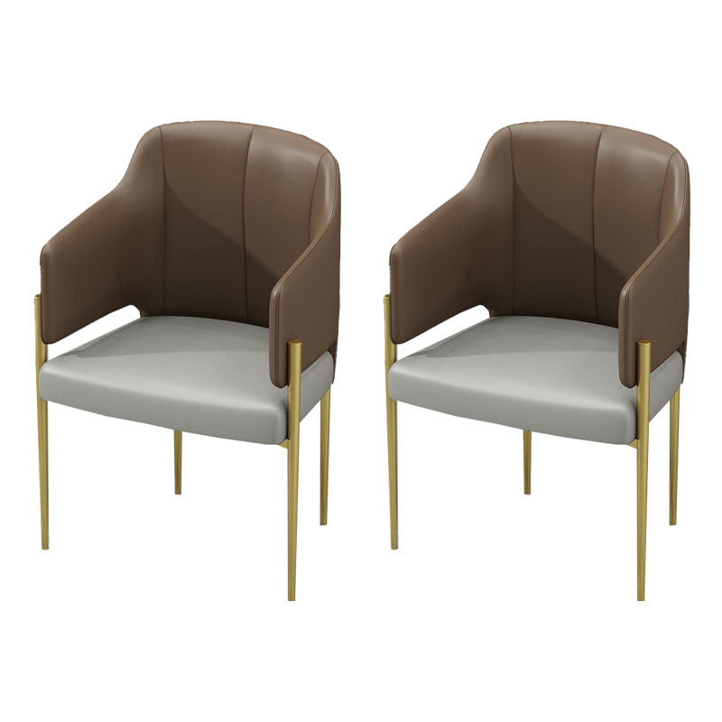 Glam 1/2/5/7 Pieces Dining Table Set Sintered Stone Table and Chair Set 2 Brown Chairs Clearhalo 'Dining Room Sets' 'Dining Tables & Seating' 'dining_room_set' 'furn' 'furn_dining_room_set' 'Furniture' 'furniture_dining_room_set' 'Kitchen & Dining Furniture' 'kitchen&dining_furn' 'kitchen' 4545477