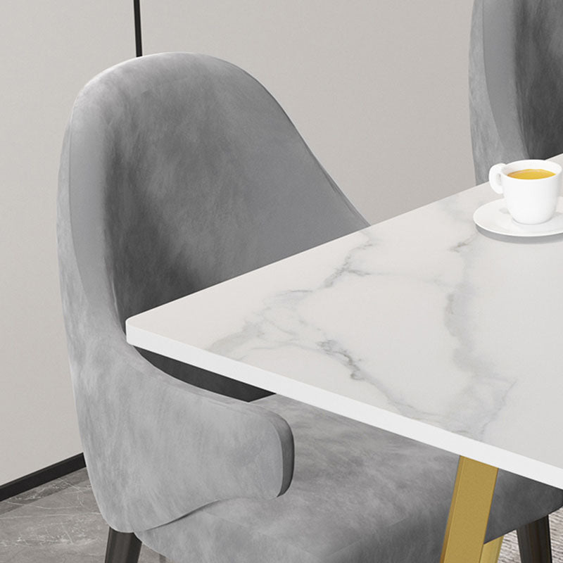 Glam Style 1/2/5 Pieces Dining Table Set Sintered Stone Table and Chair Set Clearhalo 'Dining Room Sets' 'Dining Tables & Seating' 'dining_room_set' 'furn' 'furn_dining_room_set' 'Furniture' 'furniture_dining_room_set' 'Kitchen & Dining Furniture' 'kitchen&dining_furn' 'kitchen' 4545505