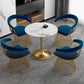 Modern 1/4/5 Pieces Dining Sintered Stone Dining Table Set with Metal Legs for Kitchen 5 Pieces: Table, 4 Blue Chairs Clearhalo 'Dining Room Sets' 'Dining Tables & Seating' 'dining_room_set' 'furn' 'furn_dining_room_set' 'Furniture' 'furniture_dining_room_set' 'Kitchen & Dining Furniture' 'kitchen&dining_furn' 'kitchen' 4545526