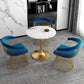 Modern 1/4/5 Pieces Dining Sintered Stone Dining Table Set with Metal Legs for Kitchen 4 Pieces: Table, 3 Blue Chairs Clearhalo 'Dining Room Sets' 'Dining Tables & Seating' 'dining_room_set' 'furn' 'furn_dining_room_set' 'Furniture' 'furniture_dining_room_set' 'Kitchen & Dining Furniture' 'kitchen&dining_furn' 'kitchen' 4545529