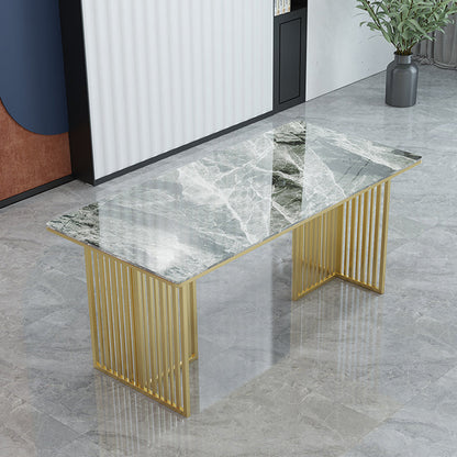 Glam Style 1/2/5 Pieces Dining Room Furniture Set Sintered Stone Dining Table Set Grey 79"L x 31"W Clearhalo 'Dining Room Sets' 'Dining Tables & Seating' 'dining_room_set' 'furn' 'furn_dining_room_set' 'Furniture' 'furniture_dining_room_set' 'Kitchen & Dining Furniture' 'kitchen&dining_furn' 'kitchen' 4545545