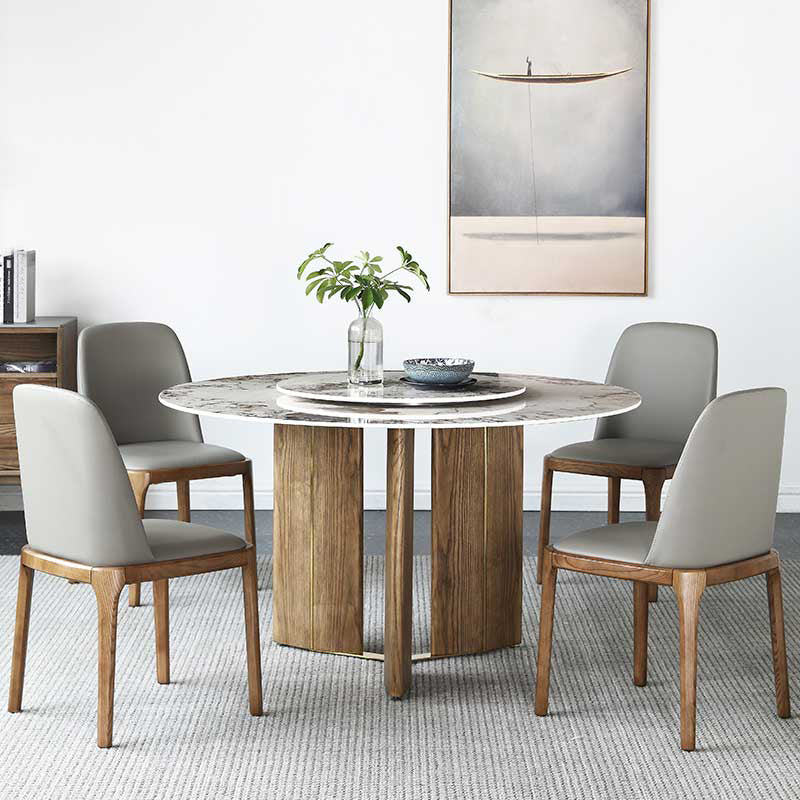 Modern 1/4/5/7 Pieces Dining Sintered Stone Dining Table Set with Wooden Legs for Kitchen 5 Pieces: Table, 4 Chairs Clearhalo 'Dining Room Sets' 'Dining Tables & Seating' 'dining_room_set' 'furn' 'furn_dining_room_set' 'Furniture' 'furniture_dining_room_set' 'Kitchen & Dining Furniture' 'kitchen&dining_furn' 'kitchen' 4545568