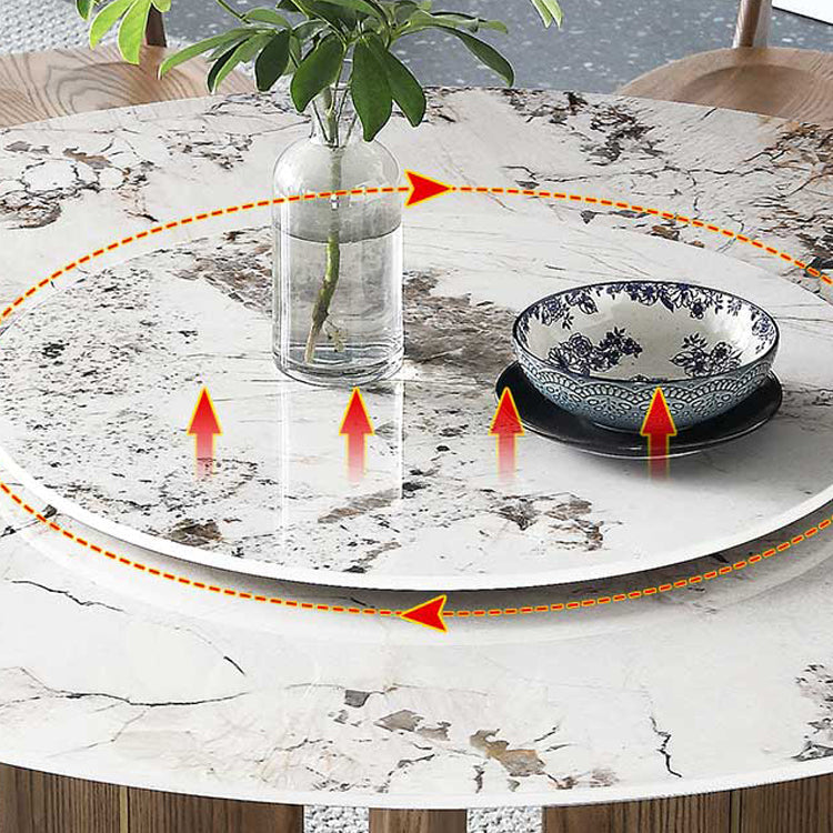 Modern 1/4/5/7 Pieces Dining Sintered Stone Dining Table Set with Wooden Legs for Kitchen Clearhalo 'Dining Room Sets' 'Dining Tables & Seating' 'dining_room_set' 'furn' 'furn_dining_room_set' 'Furniture' 'furniture_dining_room_set' 'Kitchen & Dining Furniture' 'kitchen&dining_furn' 'kitchen' 4545572