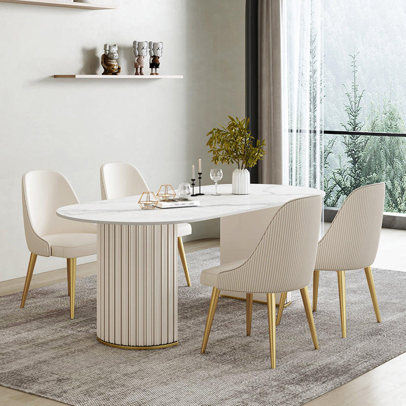 1/2/5/6/7 Pcs Metal Modern Dining Set with Oval Shape Table Dinette Set Clearhalo 'Dining Room Sets' 'Dining Tables & Seating' 'dining_room_set' 'furn' 'furn_dining_room_set' 'Furniture' 'furniture_dining_room_set' 'Kitchen & Dining Furniture' 'kitchen&dining_furn' 'kitchen' 4545587
