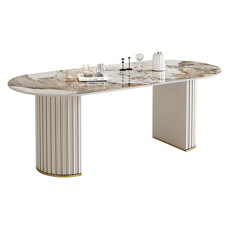 1/2/5/6/7 Pcs Metal Modern Dining Set with Oval Shape Table Dinette Set Bright White 71"L x 31"W Clearhalo 'Dining Room Sets' 'Dining Tables & Seating' 'dining_room_set' 'furn' 'furn_dining_room_set' 'Furniture' 'furniture_dining_room_set' 'Kitchen & Dining Furniture' 'kitchen&dining_furn' 'kitchen' 4545589