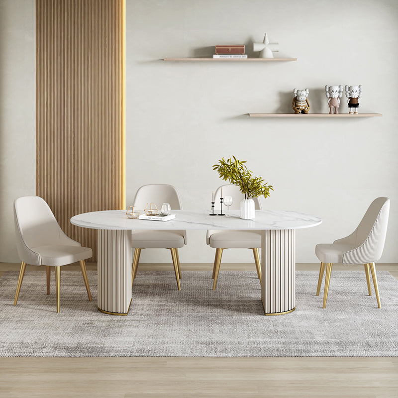 1/2/5/6/7 Pcs Metal Modern Dining Set with Oval Shape Table Dinette Set 5 Pieces: Table, 4 Chairs Clearhalo 'Dining Room Sets' 'Dining Tables & Seating' 'dining_room_set' 'furn' 'furn_dining_room_set' 'Furniture' 'furniture_dining_room_set' 'Kitchen & Dining Furniture' 'kitchen&dining_furn' 'kitchen' 4545590