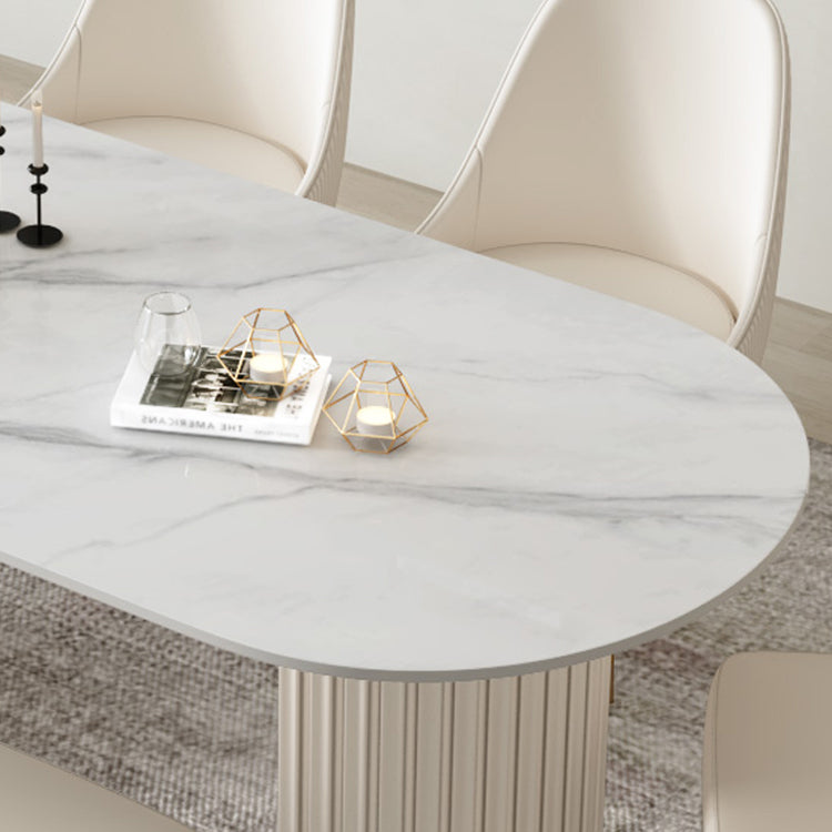 1/2/5/6/7 Pcs Metal Modern Dining Set with Oval Shape Table Dinette Set Clearhalo 'Dining Room Sets' 'Dining Tables & Seating' 'dining_room_set' 'furn' 'furn_dining_room_set' 'Furniture' 'furniture_dining_room_set' 'Kitchen & Dining Furniture' 'kitchen&dining_furn' 'kitchen' 4545593