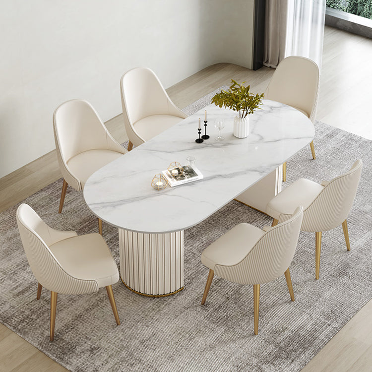 1/2/5/6/7 Pcs Metal Modern Dining Set with Oval Shape Table Dinette Set Clearhalo 'Dining Room Sets' 'Dining Tables & Seating' 'dining_room_set' 'furn' 'furn_dining_room_set' 'Furniture' 'furniture_dining_room_set' 'Kitchen & Dining Furniture' 'kitchen&dining_furn' 'kitchen' 4545599