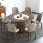 Contemporary 1/4/5/7 Pieces Dining Sintered Stone Dining Table Set with Wooden Legs 7 Pieces: Table, 6 Chairs Clearhalo 'Dining Room Sets' 'Dining Tables & Seating' 'dining_room_set' 'furn' 'furn_dining_room_set' 'Furniture' 'furniture_dining_room_set' 'Kitchen & Dining Furniture' 'kitchen&dining_furn' 'kitchen' 4545620