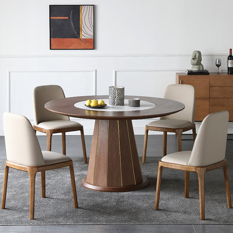 Contemporary 1/4/5/7 Pieces Dining Sintered Stone Dining Table Set with Wooden Legs 5 Pieces: Table, 4 Chairs Clearhalo 'Dining Room Sets' 'Dining Tables & Seating' 'dining_room_set' 'furn' 'furn_dining_room_set' 'Furniture' 'furniture_dining_room_set' 'Kitchen & Dining Furniture' 'kitchen&dining_furn' 'kitchen' 4545622
