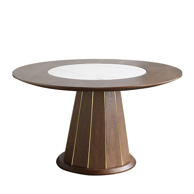 Contemporary 1/4/5/7 Pieces Dining Sintered Stone Dining Table Set with Wooden Legs Brown 47"L x 47"W Clearhalo 'Dining Room Sets' 'Dining Tables & Seating' 'dining_room_set' 'furn' 'furn_dining_room_set' 'Furniture' 'furniture_dining_room_set' 'Kitchen & Dining Furniture' 'kitchen&dining_furn' 'kitchen' 4545623