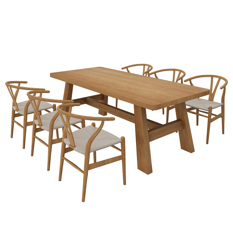 Contemporary 1/2/5/7 Pieces Dinette Set Solid Wood Dining Room Table and Chair Set 7 Pieces: Table, 6 Chairs Clearhalo 'Dining Room Sets' 'Dining Tables & Seating' 'dining_room_set' 'furn' 'furn_dining_room_set' 'Furniture' 'furniture_dining_room_set' 'Kitchen & Dining Furniture' 'kitchen&dining_furn' 'kitchen' 4545632
