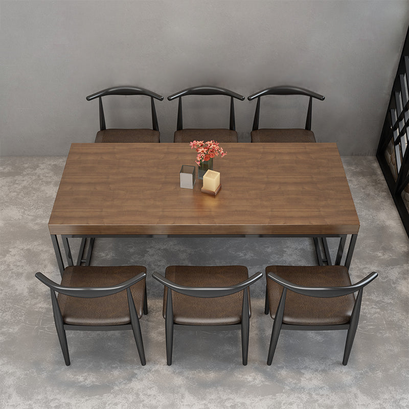 Industrial 1/4/5/7 Pieces Dinette Set Solid Wood Dining Table Set 7 Pieces: Table, 6 Grey Chairs Clearhalo 'Dining Room Sets' 'Dining Tables & Seating' 'dining_room_set' 'furn' 'furn_dining_room_set' 'Furniture' 'furniture_dining_room_set' 'Kitchen & Dining Furniture' 'kitchen&dining_furn' 'kitchen' 4545681