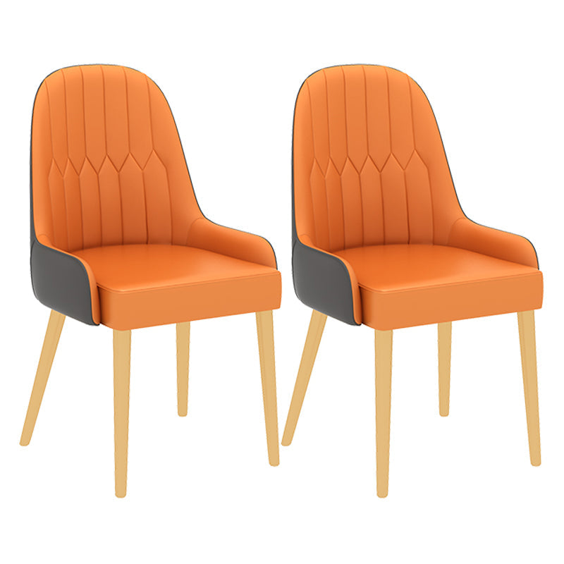 Minimalist Design 1/2/5/7 Rectangular Dining Room Table with Upholstered Chairs 2 Orange Chairs Clearhalo 'Dining Room Sets' 'Dining Tables & Seating' 'dining_room_set' 'furn' 'furn_dining_room_set' 'Furniture' 'furniture_dining_room_set' 'Kitchen & Dining Furniture' 'kitchen&dining_furn' 'kitchen' 4545706