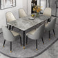 Nordic Style 1/4/5/7 Rectangle Dining Room Set with Leather Chairs 7 Pieces: Table, 6 White Chairs Clearhalo 'Dining Room Sets' 'Dining Tables & Seating' 'dining_room_set' 'furn' 'furn_dining_room_set' 'Furniture' 'furniture_dining_room_set' 'Kitchen & Dining Furniture' 'kitchen&dining_furn' 'kitchen' 4545720