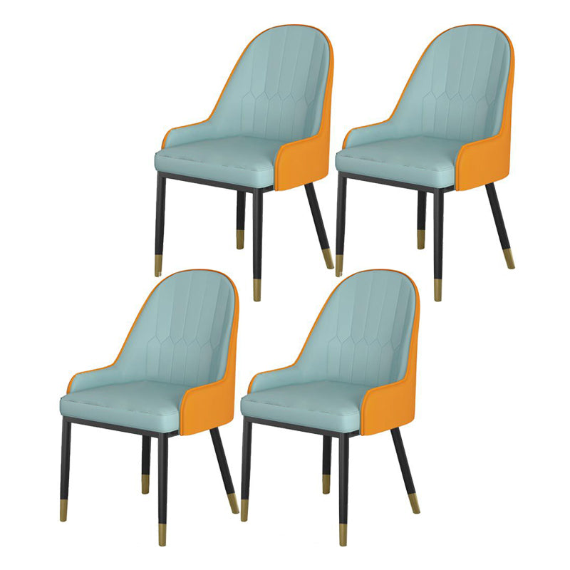 Nordic Style 1/4/5/7 Rectangle Dining Room Set with Leather Chairs 4 Blue Chairs Clearhalo 'Dining Room Sets' 'Dining Tables & Seating' 'dining_room_set' 'furn' 'furn_dining_room_set' 'Furniture' 'furniture_dining_room_set' 'Kitchen & Dining Furniture' 'kitchen&dining_furn' 'kitchen' 4545721