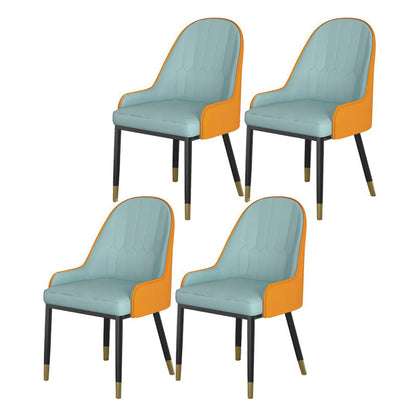 Nordic Style 1/4/5/7 Rectangle Dining Room Set with Leather Chairs 4 Blue Chairs Clearhalo 'Dining Room Sets' 'Dining Tables & Seating' 'dining_room_set' 'furn' 'furn_dining_room_set' 'Furniture' 'furniture_dining_room_set' 'Kitchen & Dining Furniture' 'kitchen&dining_furn' 'kitchen' 4545721