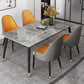 Nordic Style 1/4/5/7 Rectangle Dining Room Set with Leather Chairs 5 Pieces: Table, 4 Orange Chairs Clearhalo 'Dining Room Sets' 'Dining Tables & Seating' 'dining_room_set' 'furn' 'furn_dining_room_set' 'Furniture' 'furniture_dining_room_set' 'Kitchen & Dining Furniture' 'kitchen&dining_furn' 'kitchen' 4545722