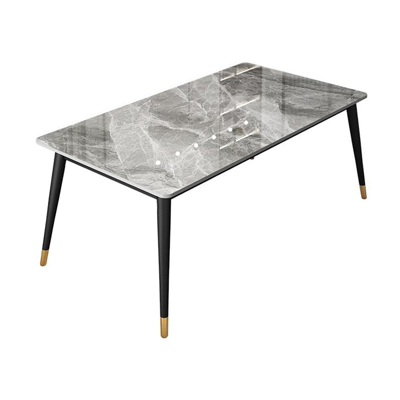 Nordic Style 1/4/5/7 Rectangle Dining Room Set with Leather Chairs Grey 63"L x 31"W Clearhalo 'Dining Room Sets' 'Dining Tables & Seating' 'dining_room_set' 'furn' 'furn_dining_room_set' 'Furniture' 'furniture_dining_room_set' 'Kitchen & Dining Furniture' 'kitchen&dining_furn' 'kitchen' 4545725