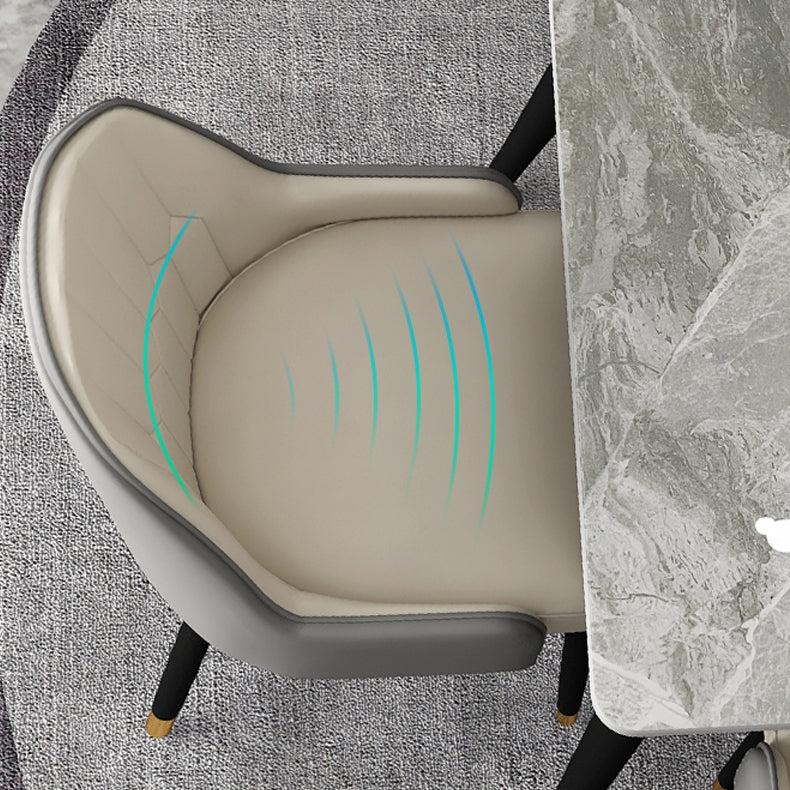 Nordic Style 1/4/5/7 Rectangle Dining Room Set with Leather Chairs Clearhalo 'Dining Room Sets' 'Dining Tables & Seating' 'dining_room_set' 'furn' 'furn_dining_room_set' 'Furniture' 'furniture_dining_room_set' 'Kitchen & Dining Furniture' 'kitchen&dining_furn' 'kitchen' 4545730