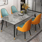 Nordic Style 1/4/5/7 Rectangle Dining Room Set with Leather Chairs 5 Pieces: Table, 4 Blue Chairs Clearhalo 'Dining Room Sets' 'Dining Tables & Seating' 'dining_room_set' 'furn' 'furn_dining_room_set' 'Furniture' 'furniture_dining_room_set' 'Kitchen & Dining Furniture' 'kitchen&dining_furn' 'kitchen' 4545731
