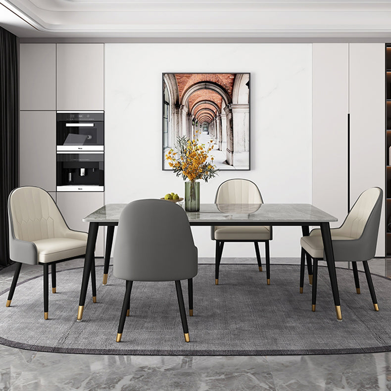 Nordic Style 1/4/5/7 Rectangle Dining Room Set with Leather Chairs Clearhalo 'Dining Room Sets' 'Dining Tables & Seating' 'dining_room_set' 'furn' 'furn_dining_room_set' 'Furniture' 'furniture_dining_room_set' 'Kitchen & Dining Furniture' 'kitchen&dining_furn' 'kitchen' 4545732