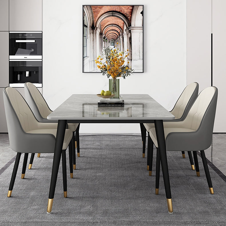 Nordic Style 1/4/5/7 Rectangle Dining Room Set with Leather Chairs Clearhalo 'Dining Room Sets' 'Dining Tables & Seating' 'dining_room_set' 'furn' 'furn_dining_room_set' 'Furniture' 'furniture_dining_room_set' 'Kitchen & Dining Furniture' 'kitchen&dining_furn' 'kitchen' 4545733