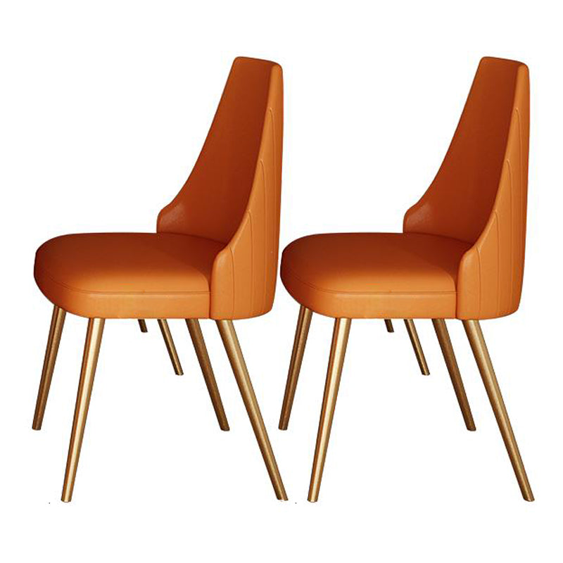 Scandinavian 1/2/5 Rectangle White Dining Table Set for Kitchen 2 Orange Chairs Clearhalo 'Dining Room Sets' 'Dining Tables & Seating' 'dining_room_set' 'furn' 'furn_dining_room_set' 'Furniture' 'furniture_dining_room_set' 'Kitchen & Dining Furniture' 'kitchen&dining_furn' 'kitchen' 4545739