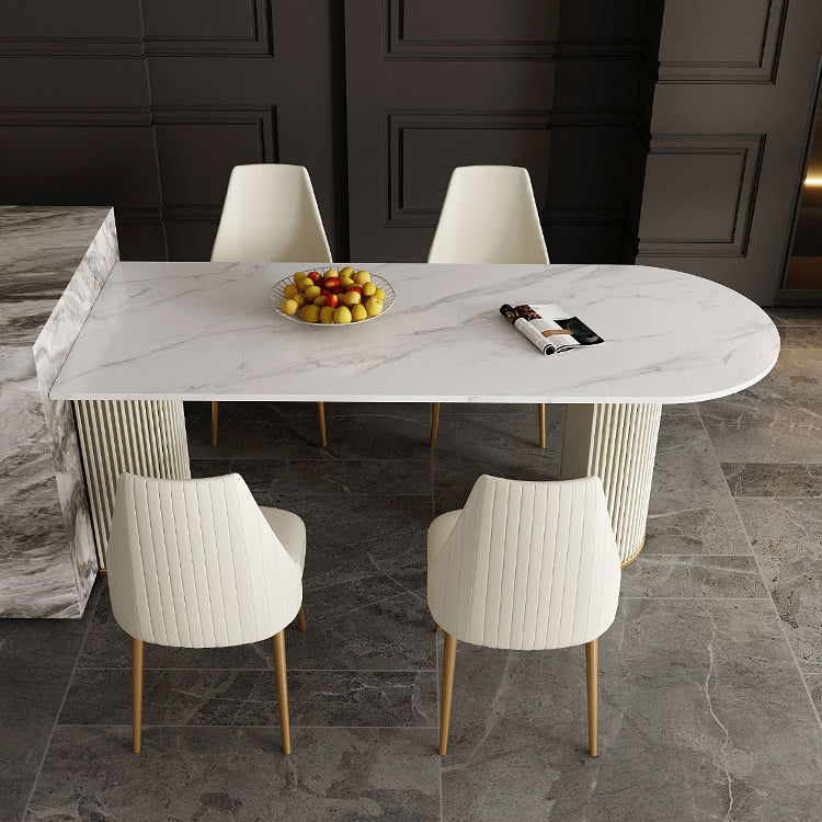 Scandinavian 1/2/5 Rectangle White Dining Table Set for Kitchen Clearhalo 'Dining Room Sets' 'Dining Tables & Seating' 'dining_room_set' 'furn' 'furn_dining_room_set' 'Furniture' 'furniture_dining_room_set' 'Kitchen & Dining Furniture' 'kitchen&dining_furn' 'kitchen' 4545751