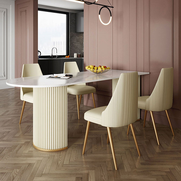 Scandinavian 1/2/5 Rectangle White Dining Table Set for Kitchen Clearhalo 'Dining Room Sets' 'Dining Tables & Seating' 'dining_room_set' 'furn' 'furn_dining_room_set' 'Furniture' 'furniture_dining_room_set' 'Kitchen & Dining Furniture' 'kitchen&dining_furn' 'kitchen' 4545753