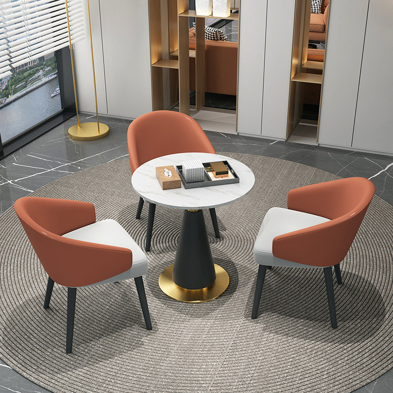 Modern Design 1/2/3/4/5 Round Dining Room Table Set for Home Use 4 Pieces: Table, 3 Chairs Clearhalo 'Dining Room Sets' 'Dining Tables & Seating' 'dining_room_set' 'furn' 'furn_dining_room_set' 'Furniture' 'furniture_dining_room_set' 'Kitchen & Dining Furniture' 'kitchen&dining_furn' 'kitchen' 4545761