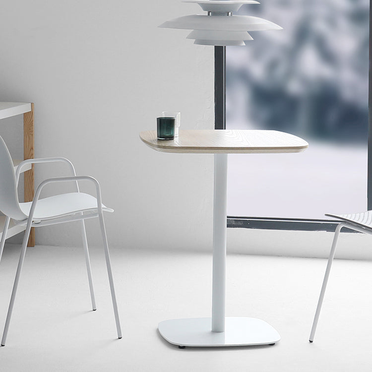 Metal Industrial Square Dining Table Manufactured wood Top Table with Pedestal Base Natural 23.6"L x 23.6"W x 29.5"H Without Chairs Clearhalo ' dining_table' 'Dining Tables & Seating' 'Dining Tables' 'furn' 'furn_dining_table' 'Furniture' 'furniture_dining_table' 'Kitchen & Dining Furniture' 'kitchen&dining_furn' 'kitchen' 'kitchen_dining_table' 4545830
