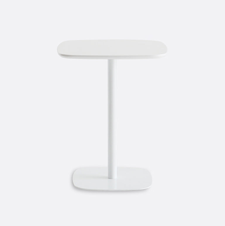 Metal Industrial Square Dining Table Manufactured wood Top Table with Pedestal Base White 23.6"L x 23.6"W x 29.5"H Without Chairs Clearhalo ' dining_table' 'Dining Tables & Seating' 'Dining Tables' 'furn' 'furn_dining_table' 'Furniture' 'furniture_dining_table' 'Kitchen & Dining Furniture' 'kitchen&dining_furn' 'kitchen' 'kitchen_dining_table' 4545831