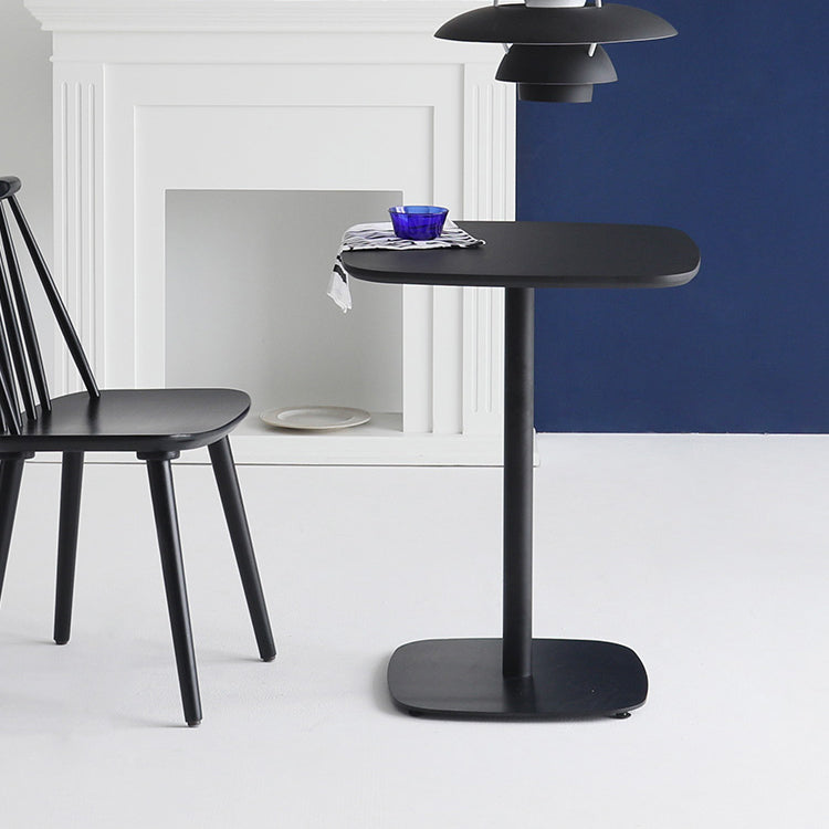 Metal Industrial Square Dining Table Manufactured wood Top Table with Pedestal Base Black 23.6"L x 23.6"W x 29.5"H Without Chairs Clearhalo ' dining_table' 'Dining Tables & Seating' 'Dining Tables' 'furn' 'furn_dining_table' 'Furniture' 'furniture_dining_table' 'Kitchen & Dining Furniture' 'kitchen&dining_furn' 'kitchen' 'kitchen_dining_table' 4545832