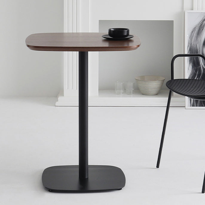 Metal Industrial Square Dining Table Manufactured wood Top Table with Pedestal Base Walnut Without Chairs Clearhalo ' dining_table' 'Dining Tables & Seating' 'Dining Tables' 'furn' 'furn_dining_table' 'Furniture' 'furniture_dining_table' 'Kitchen & Dining Furniture' 'kitchen&dining_furn' 'kitchen' 'kitchen_dining_table' 4545835